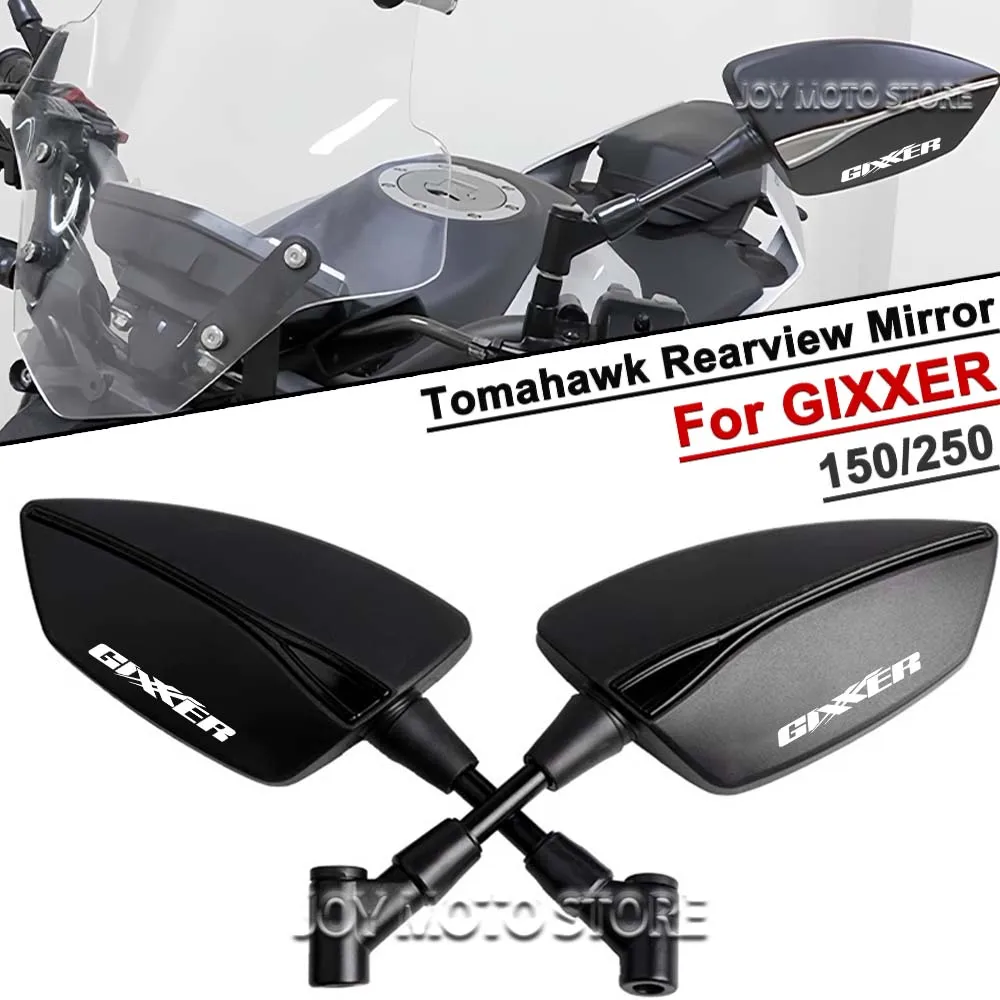 

For Gixxer 150 250 Universal CNC Aluminum Tomahawk Rearview Mirrors 8mm 10mm Motorcycle Side Mirrors