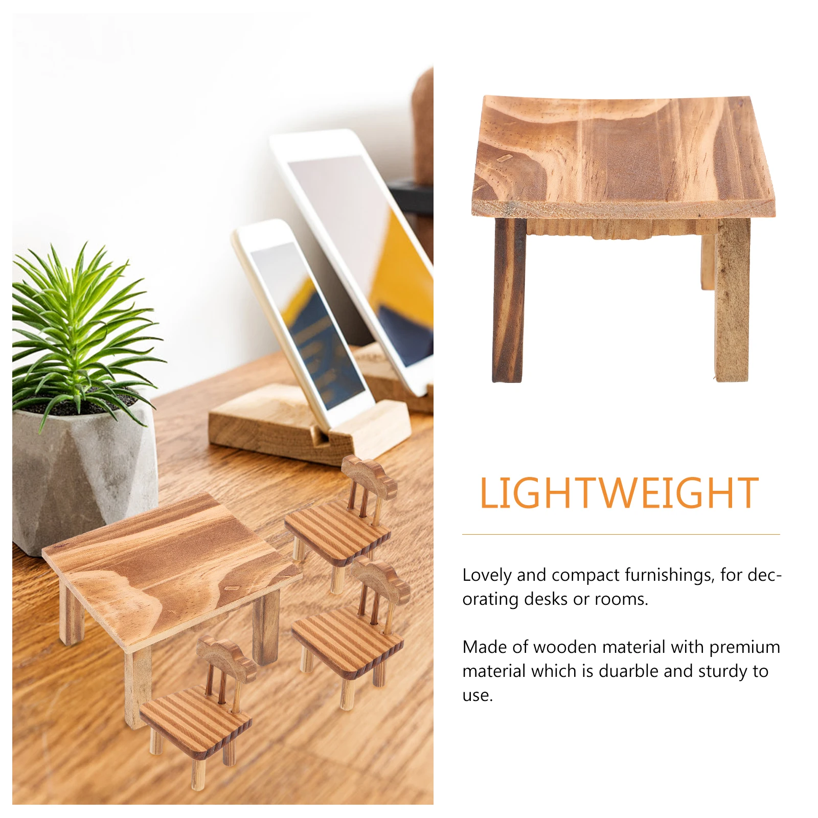 Precioso muebles de madera, Mini juego de mesa y sillas, decoración simulada para el hogar, juguete educativo creativo para niños, fatiga ocular resistente de primera calidad