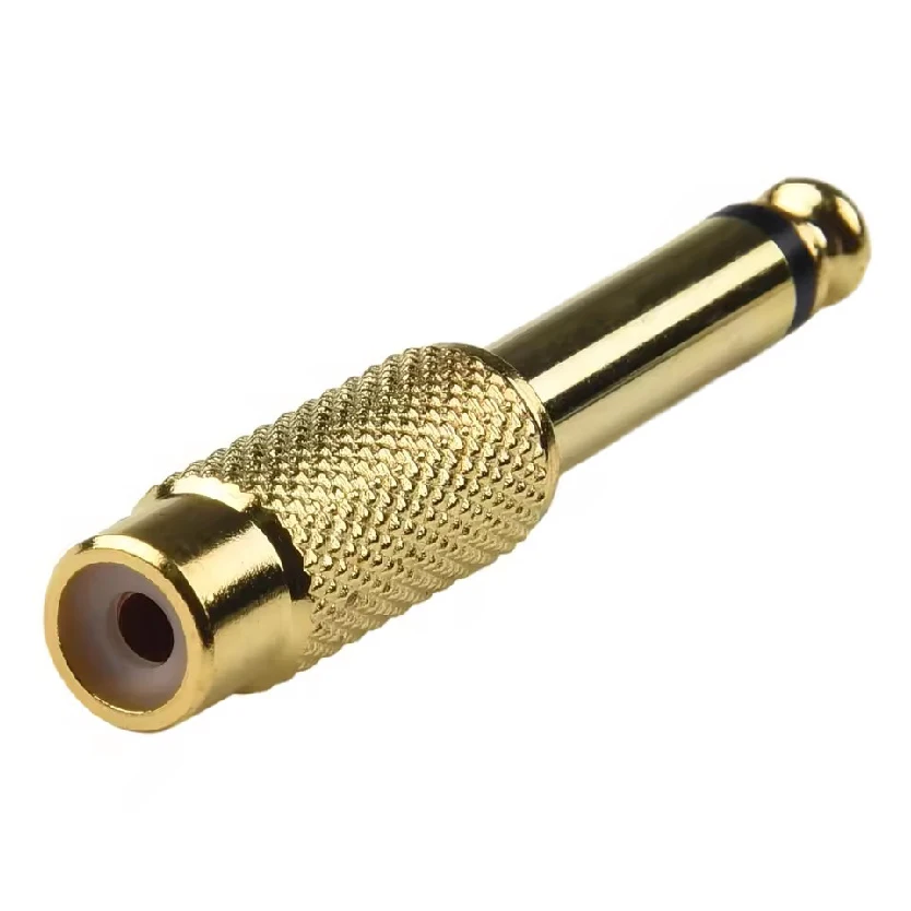 6.35mm TS Mono Male To Dual RCA Female Adapter Gold Plated Audio Connector for Guitar Amplifier AV Receiver