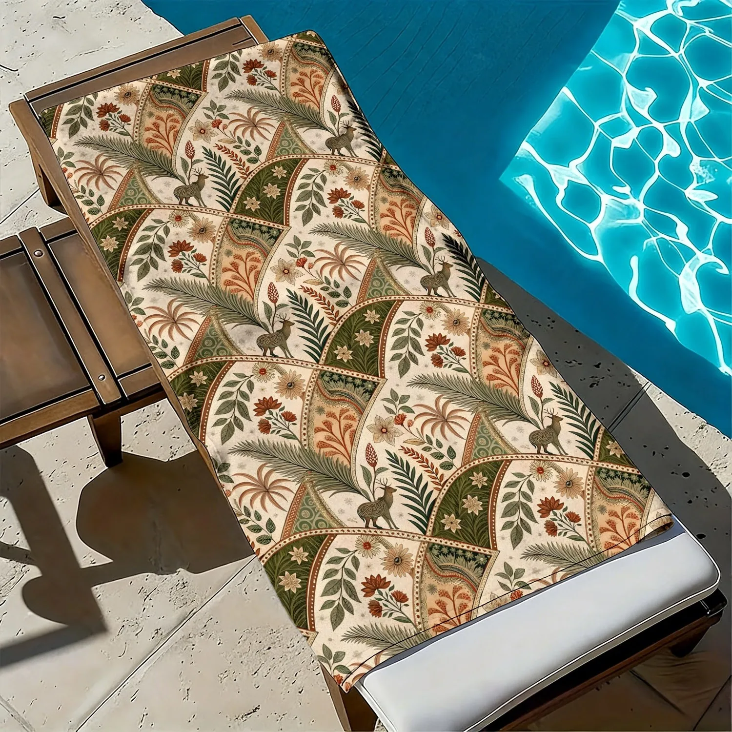 

Retro animal, plant and flower patterns polyester microfiber beach towel is highly absorbent, suitable swimming beach outings