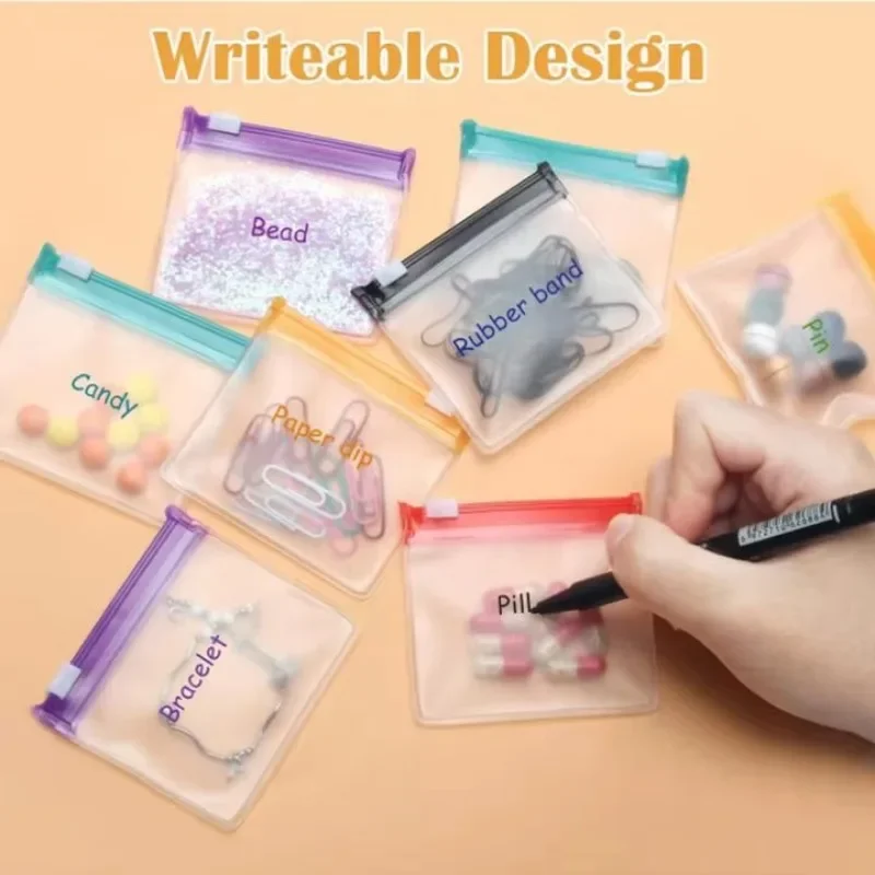 Mini Colorful Pill Dispenser Bags Reusable Medicine Zip Bags Self-Sealing Jewelry Storage Pouch Portable Travel Waterproof Bags