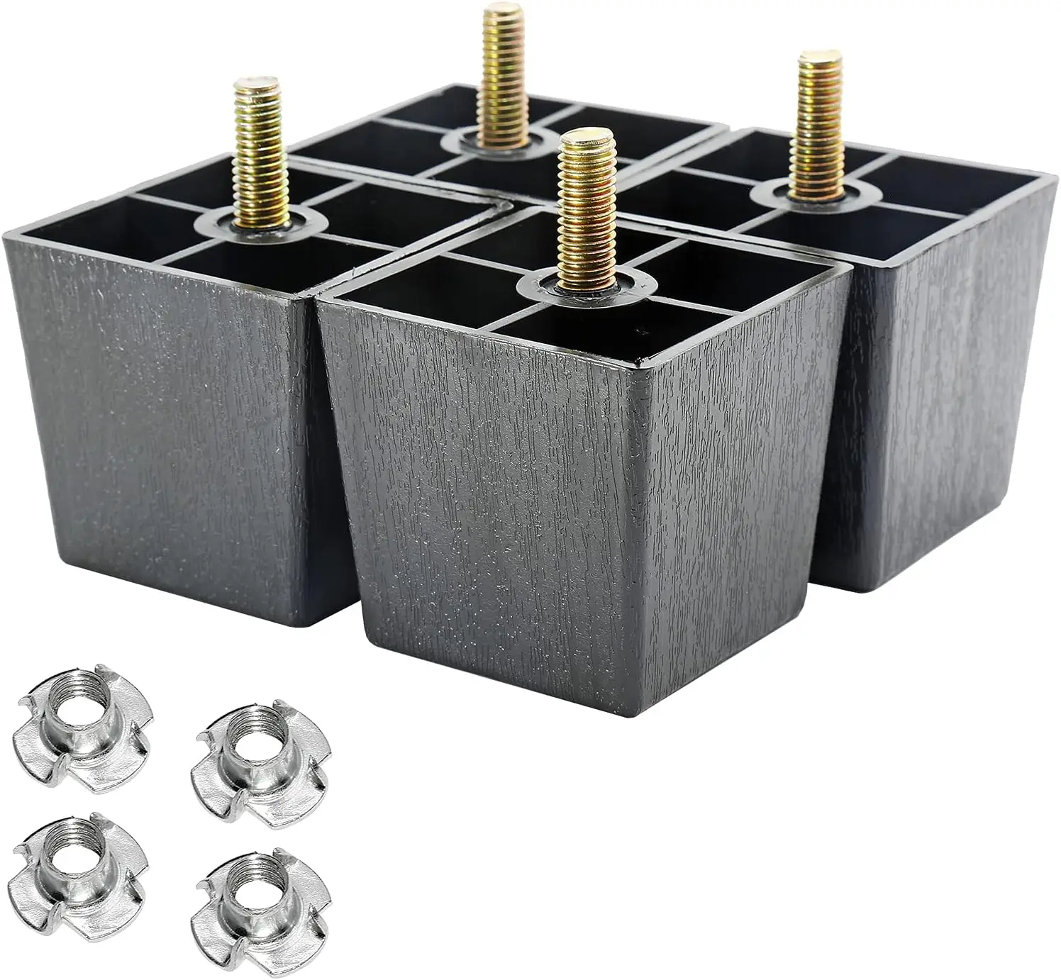 

4Pack 2 inch Sofa Legs, Square Tapered Plastic Couch Legs Replacement Furniture Legs with M8 Hanger Bolts for Chair Sof