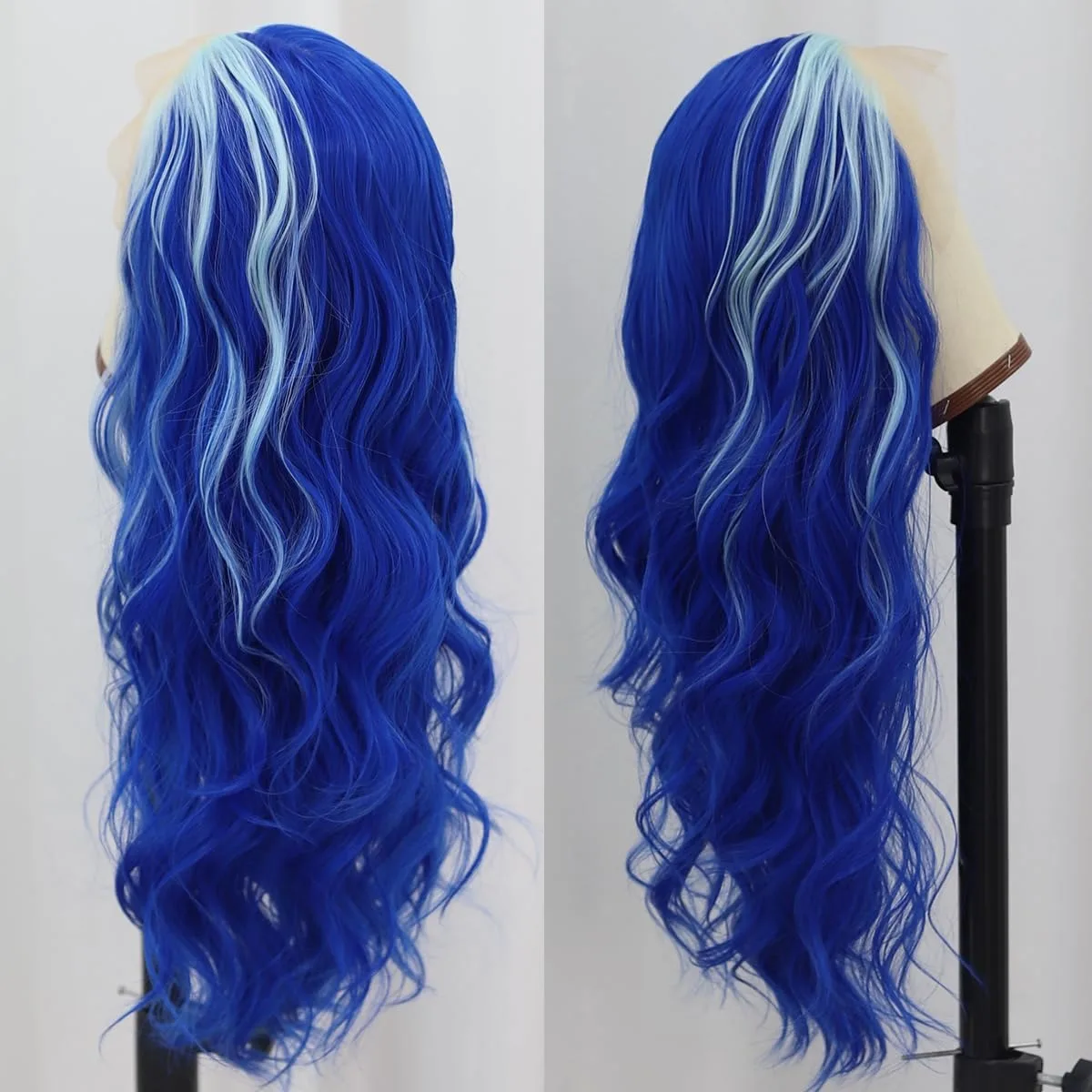 Синий Блондин Выделенный 13x4 Hd Парики Фронта Шнурка Для Женщин Длинный Волнистый Синтетический Парик Фронта Шнурка Ежедневное Вечеринка Использование Косплей