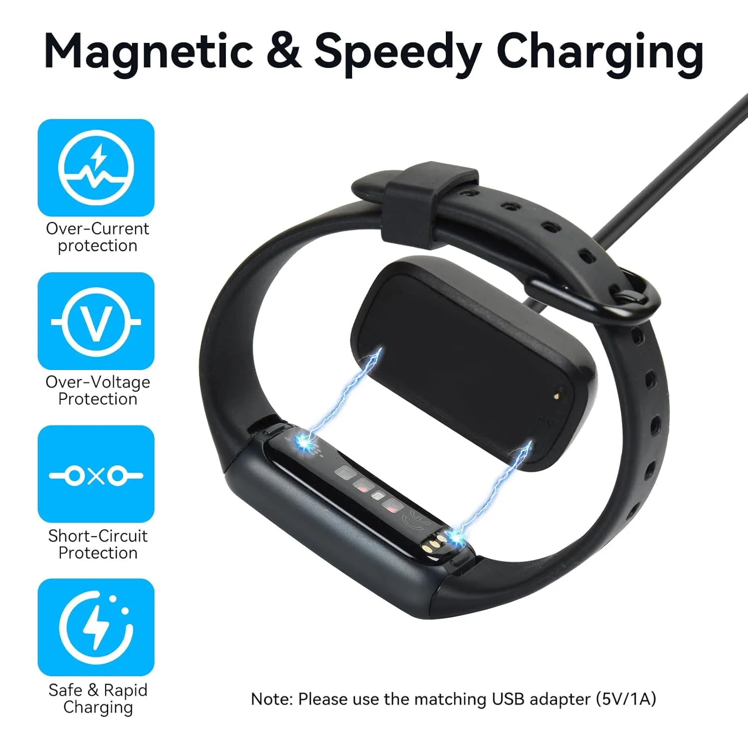 Replacement charger compatible with Fitbit Charge 5 / Charge 6 / Luxe USB smartwatch charger Fitbit charging dock