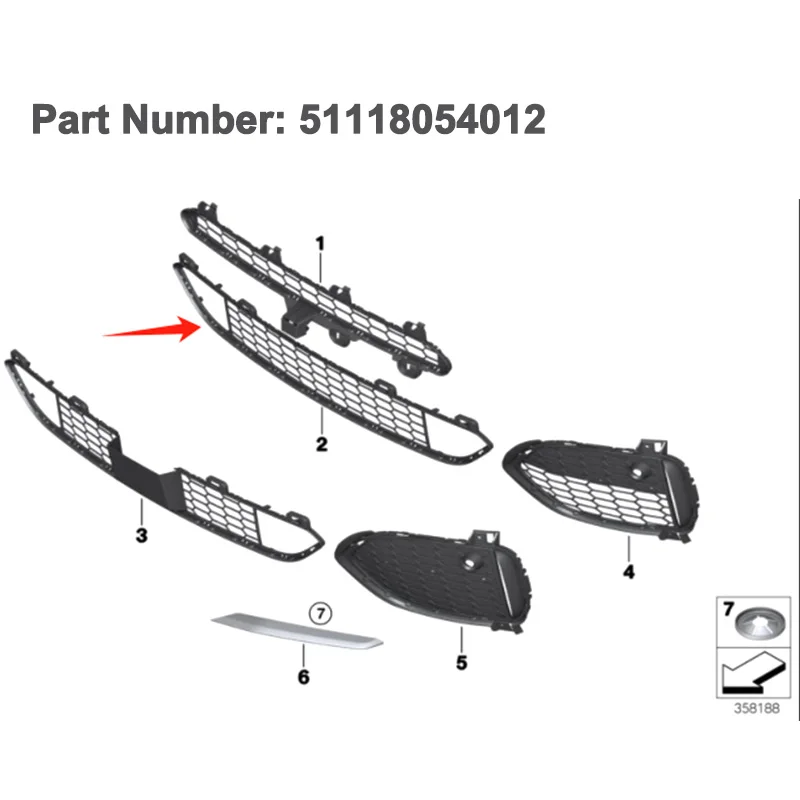 

For BMW X5 F15 SUV M Performance 2014-2018 Front Bumper Center Lower Grill M Sport Lower Grille Mesh 51118054012