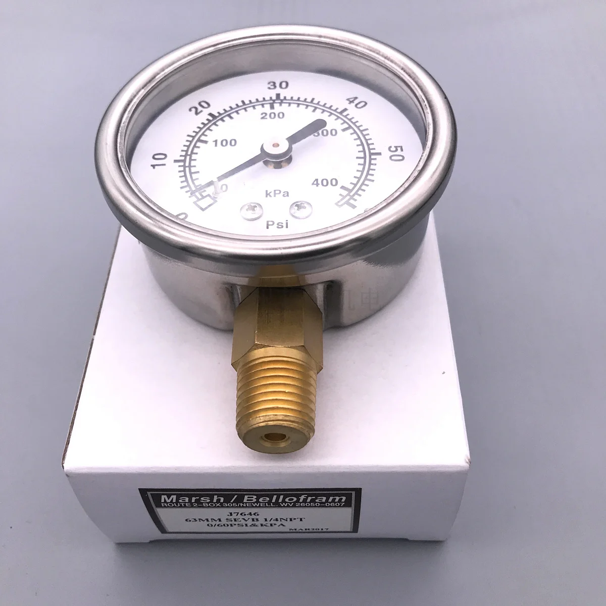 American stainless steel pressure gauge 15 30PSI 100PSI 300 600 1000 3000 2.5 inches