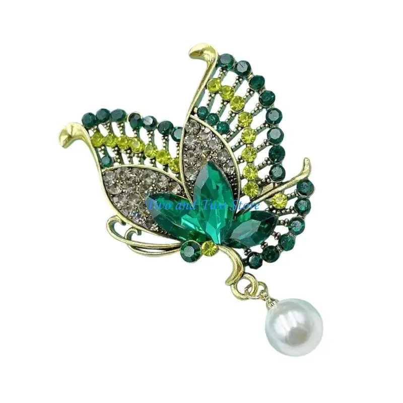 HX6F Sparkling Crystal Butterfly Jewelry Jewelry Pin
