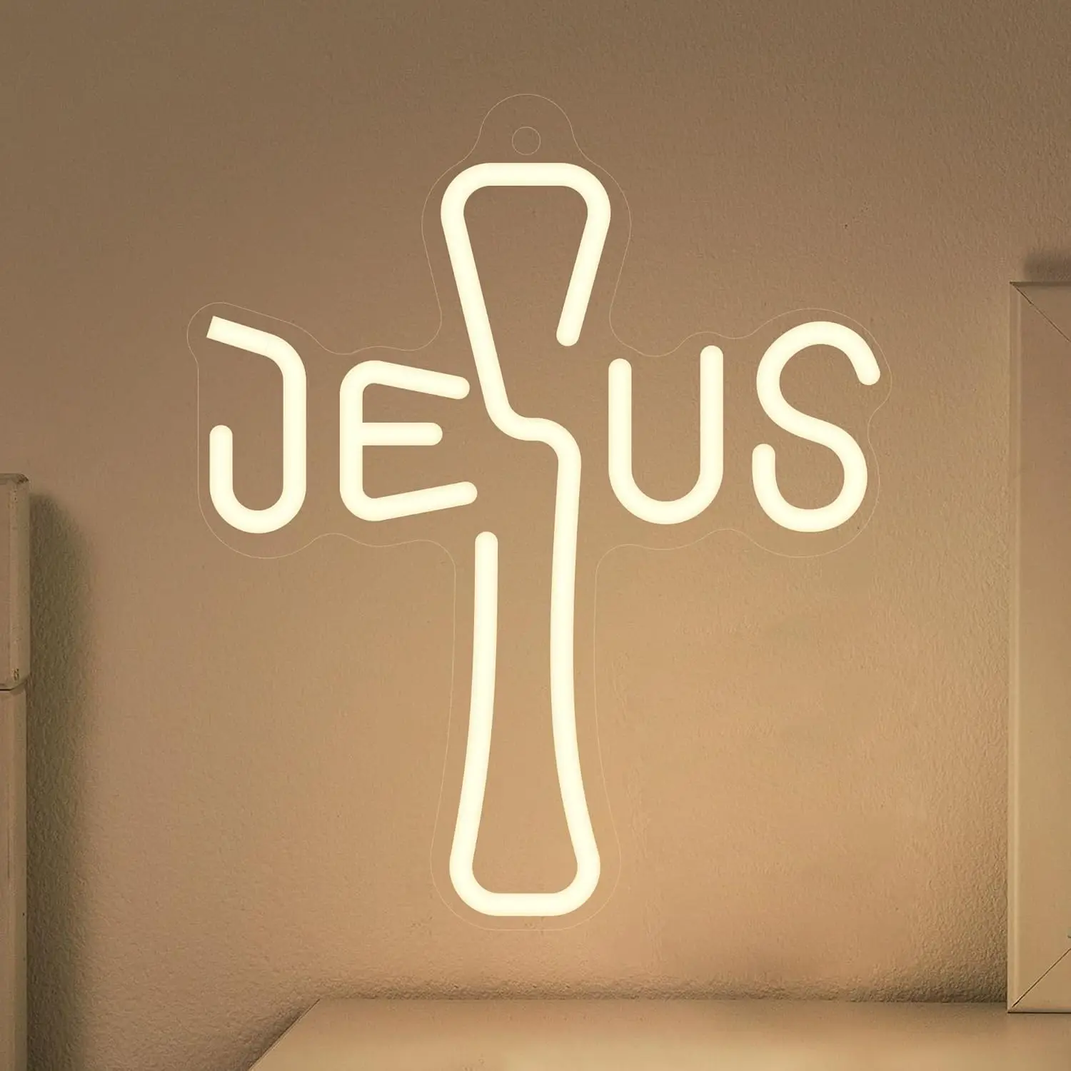 

\Jesus Cross Led Neon Sign USB Powered Dimmable Neon Light For Wall Decor Bedroom Decor Party Birthday Handmade Art Easter Gift
