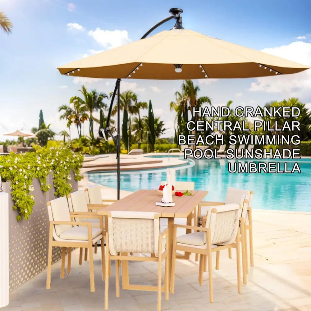 

Yard Umbrella, 2-Tier, Square, Cantilever Patio Umbrella, Outdoor Umbrella With Solar Lights, Hand-cranked Umbrella, 8.9x8.9ft