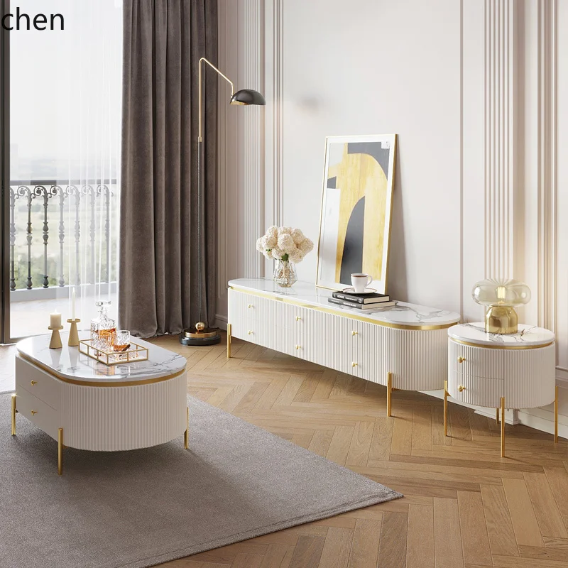 

CP light luxury coffee table combination living room fully equipped modern simple size apartment video cabinet furniture
