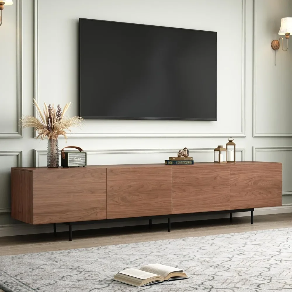 

Mid Century Modern Tv Stand for Tvs Up to 110 Inch, Wood Entertainment Center with Storage Cabinets, 75 Inch Tv Console