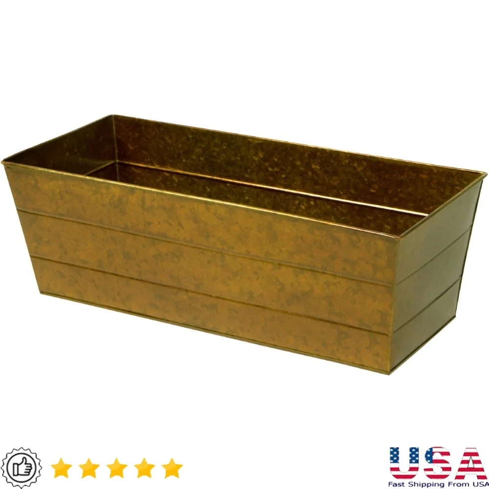 

Galvanized Iron Flower Planter Box with Drainage Holes Direct Planting or Small Pots Indoor Outdoor Use