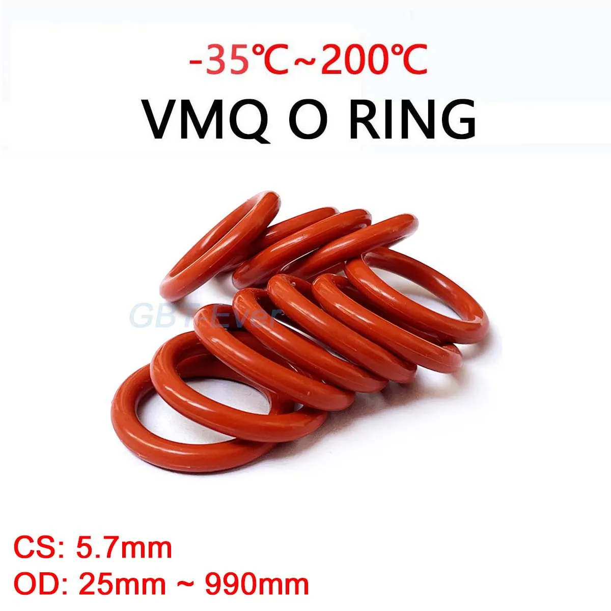 VMQ Red Silicone O-Ring Gasket CS 5.7mm OD 25mm ~ 990mm Silicon O Ring Washer Food Grade Sealing Ring Waterproof & Insulated