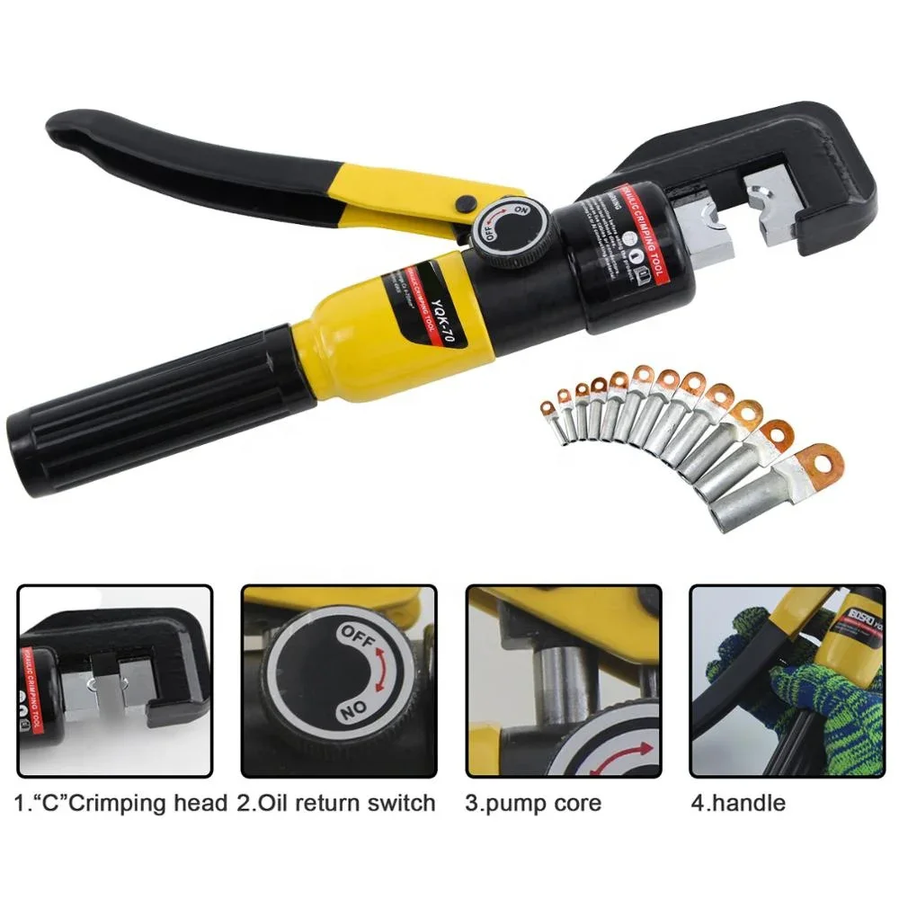 Hydraulic Wire Battery Cable Lug Terminal Crimper Crimping Tool With 9 Pairs of Dies