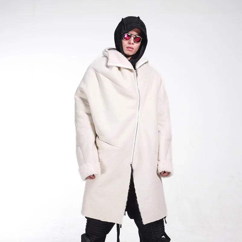 HKSH Waste Land Style Pioneer Deconstructes Fur Integrated Lamb Wool Warm Medium Long Artificial Hooded Windbreaker Coats HK3176