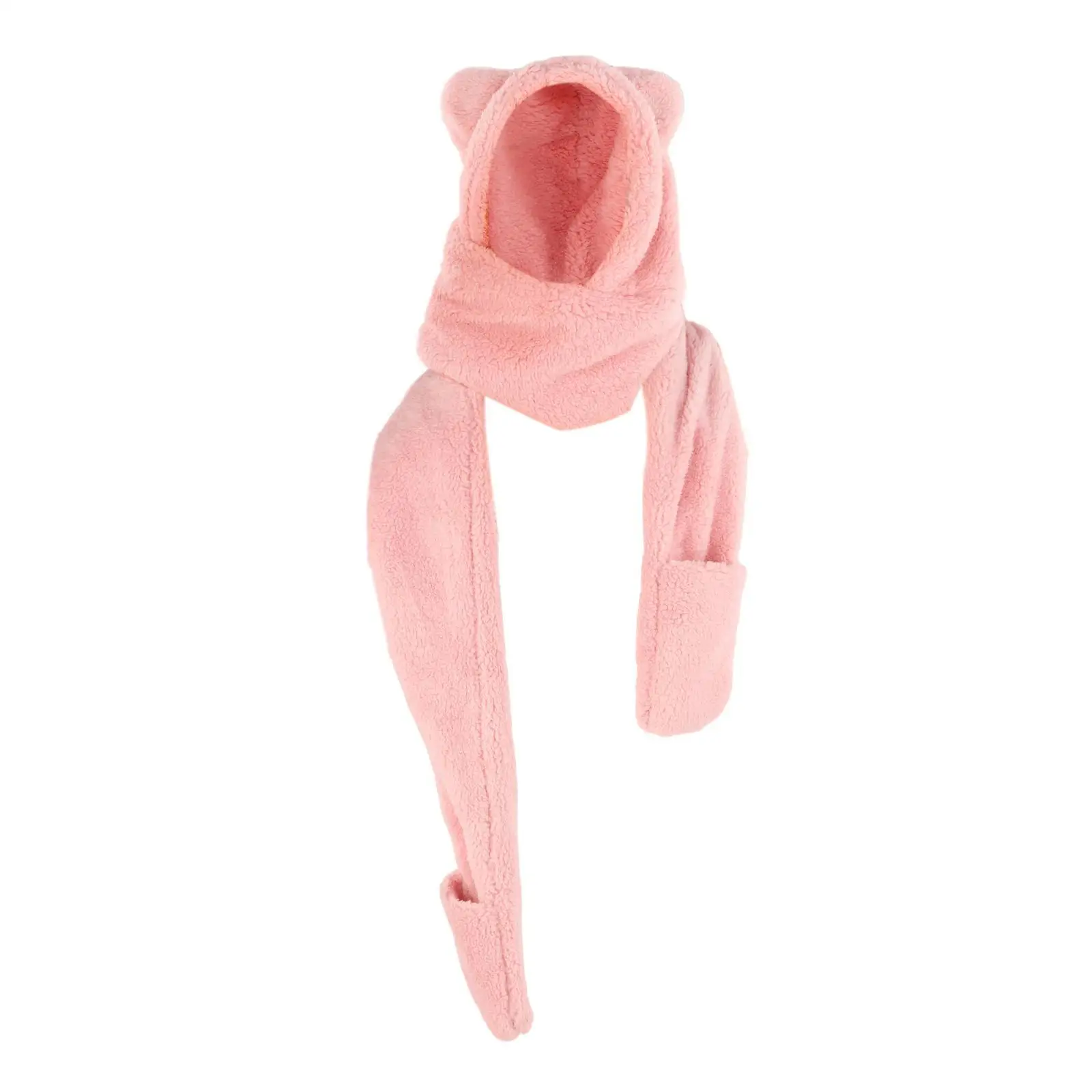 Women Girls Hooded Scarf Hats Gloves Winter Thermal hat Earflaps Long Scarfs Wraps Hat with Birthday Gift