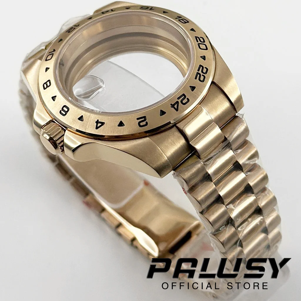 Rose Gold EXP 24 Hour 40MM Fixed Bezel Watch Case Stainless Steel Bracelet Sapphire Glass For NH34 NH35 NH36 ETA2824 Movement