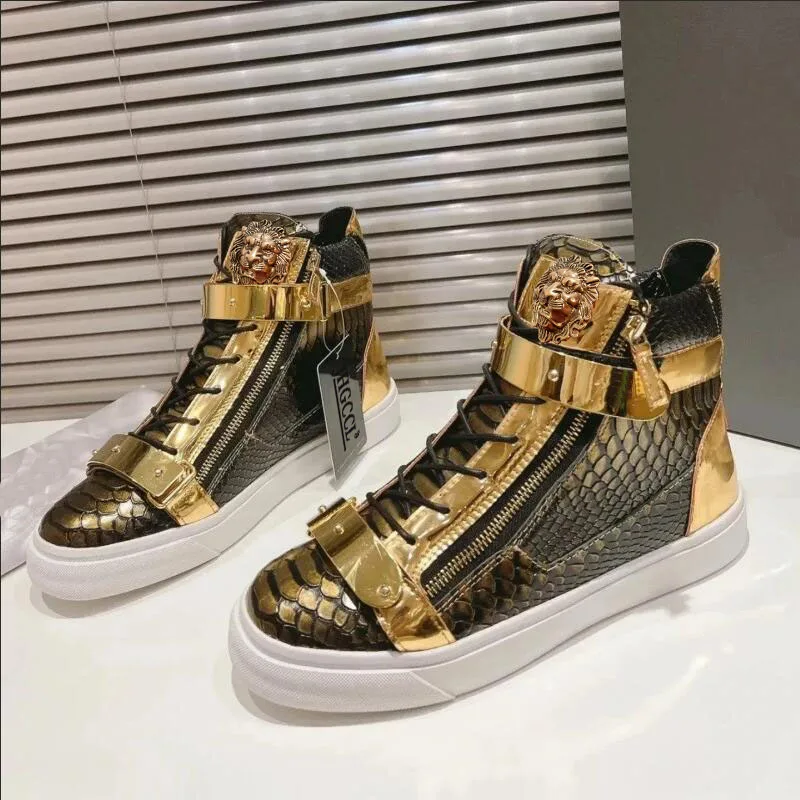 

New leather shoes-Men's shoes For couples shoes high-top shoes women's shoes nail head shoes sports men's sneakers 4