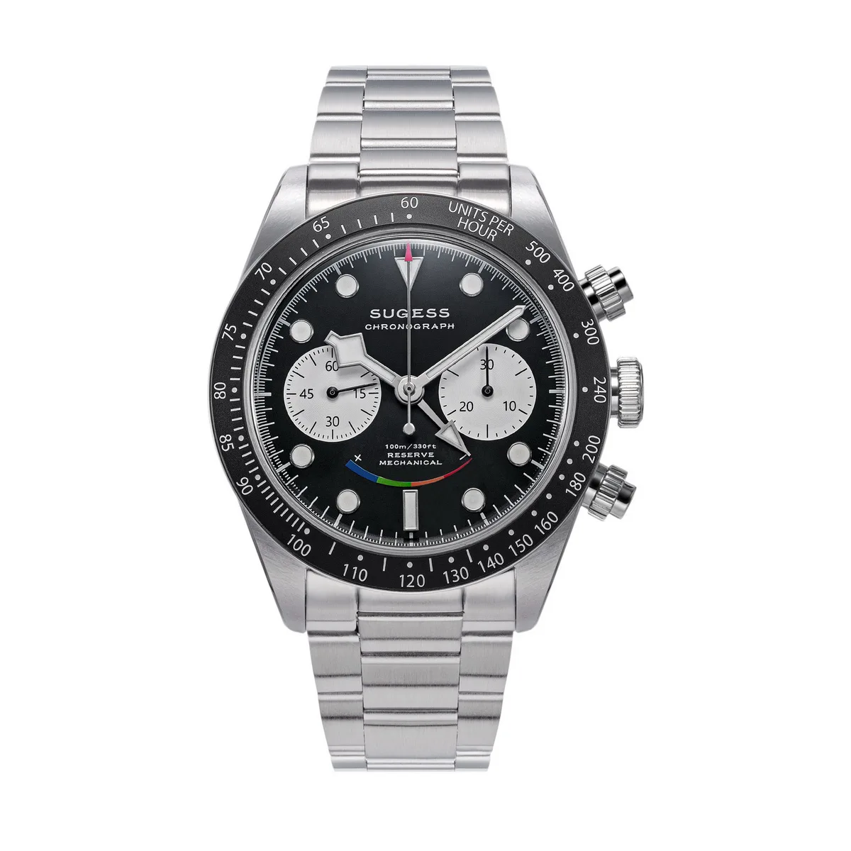 Sugess Chronograaf Herenhorloge ST1907 Swanneck Pilot Mechanische Horloges Koepelvormig Saffierkristal Power-Reserved Dopamine S475