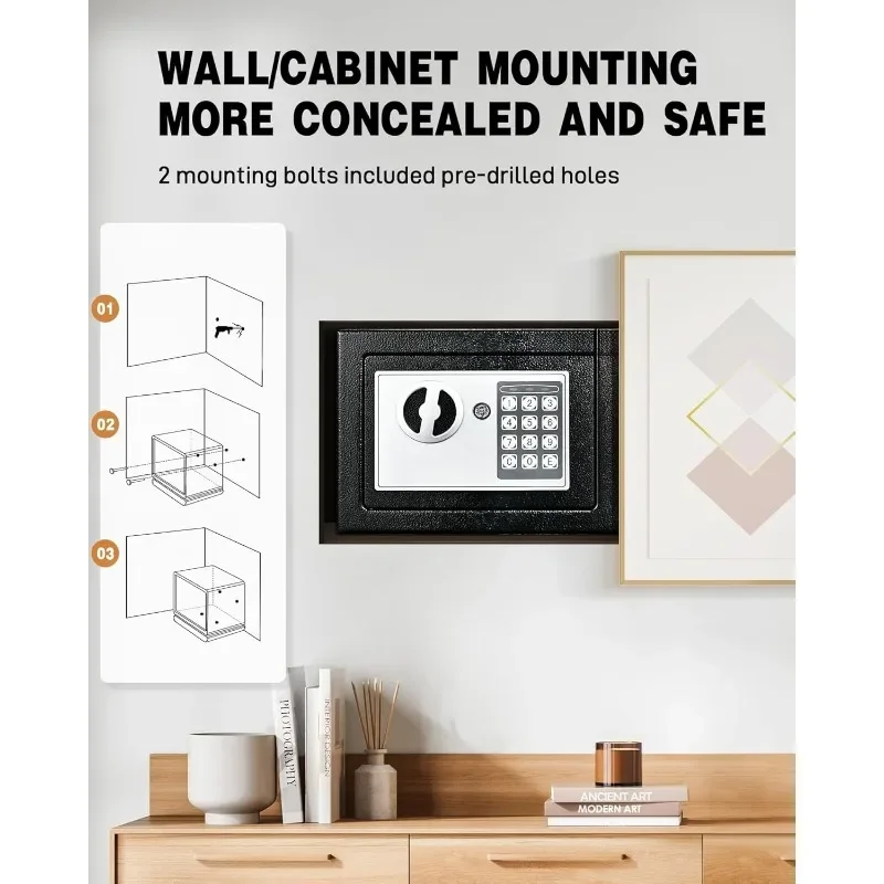صندوق الأمان الساخن، آمن صغير لغرفة النوم الجامعية مع حقيبة نقود مقاومة للماء مقاومة للحريق للنقود أو المستندات، المفاتيح ورمز المرور، المنزل #4