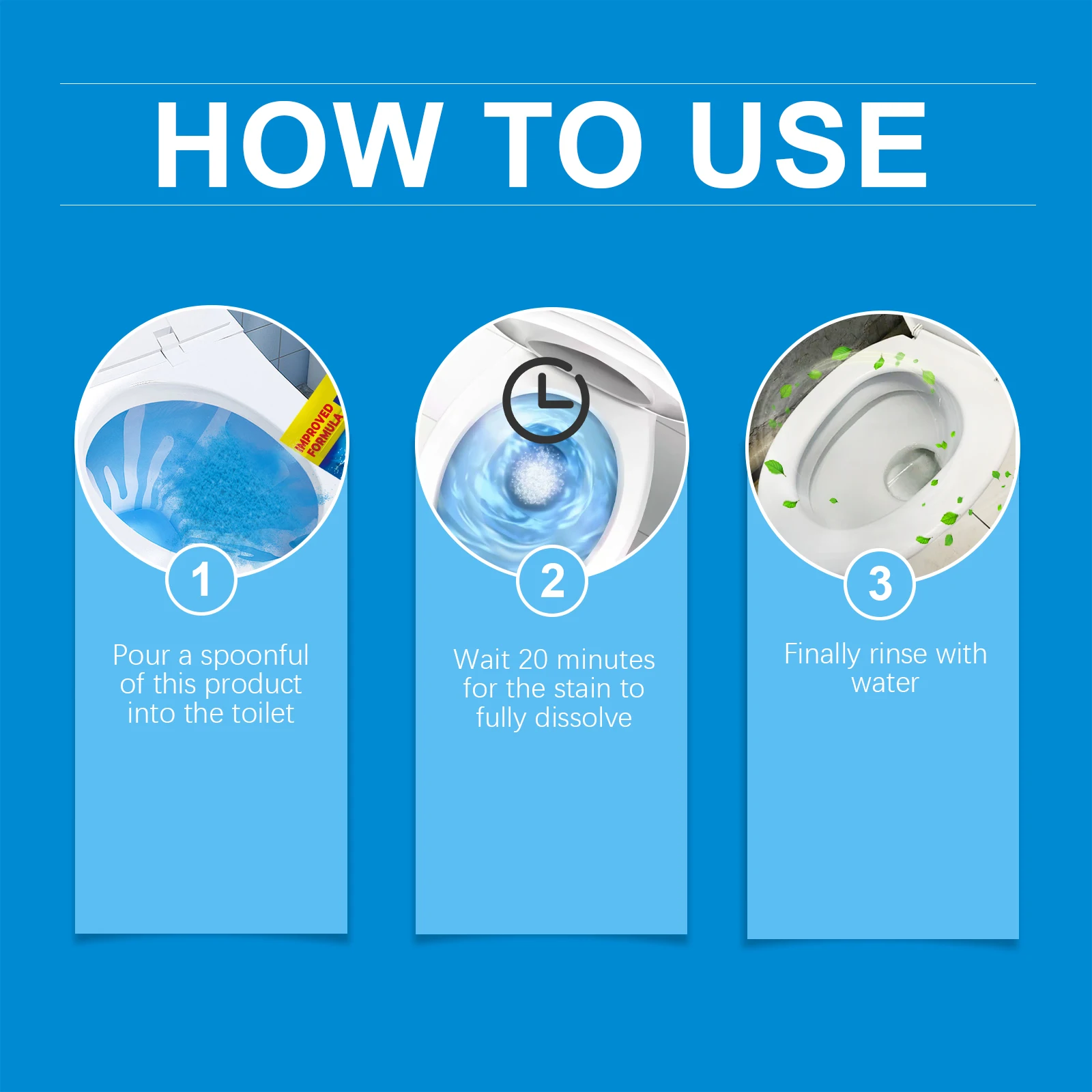 Limpiador de inodoro de 100g, polvo que elimina eficazmente las manchas difíciles, descalcificación, limpieza de suciedad amarilla, detiene el calcalo, venta al por mayor