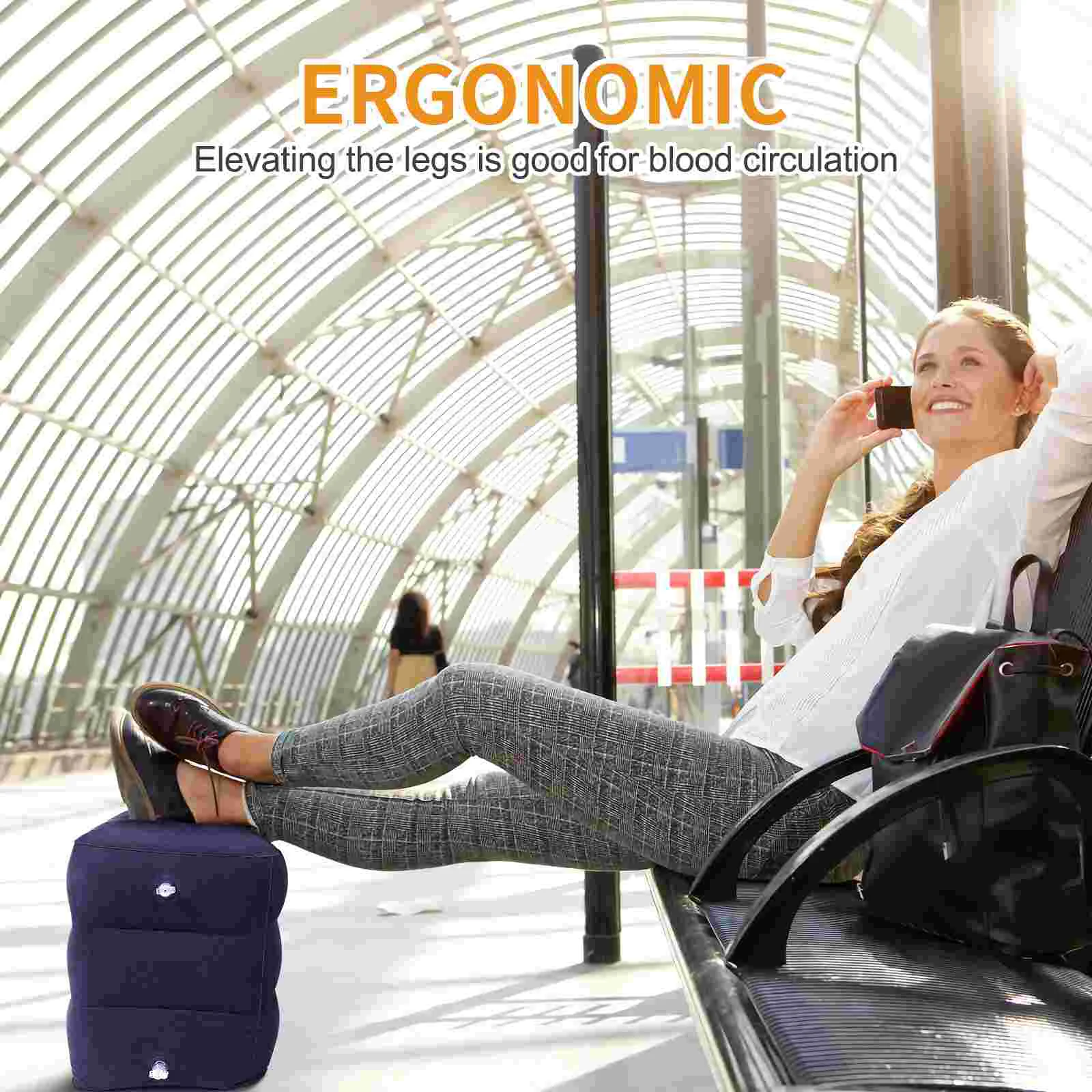 Travel Foot Rest Inflatable Pillow Airplane Footrest Toddler for Under Desk Work