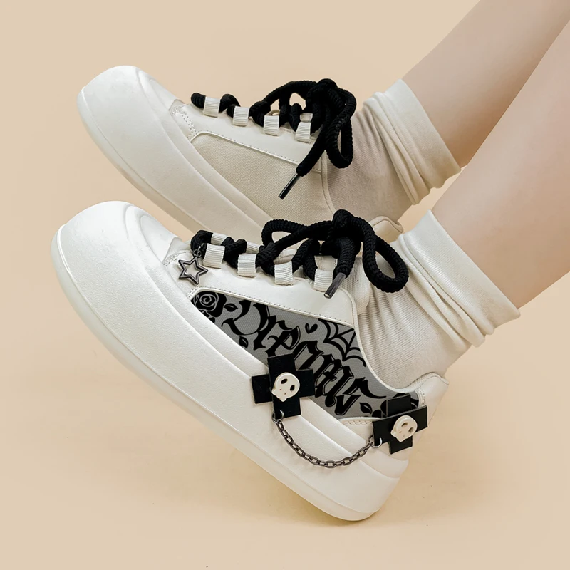 Amy and Michael Original Designer Shoes Fashion Trendy Women Chunky Sneakers Retro Lolita Girls Students Casual Canvas Shoes