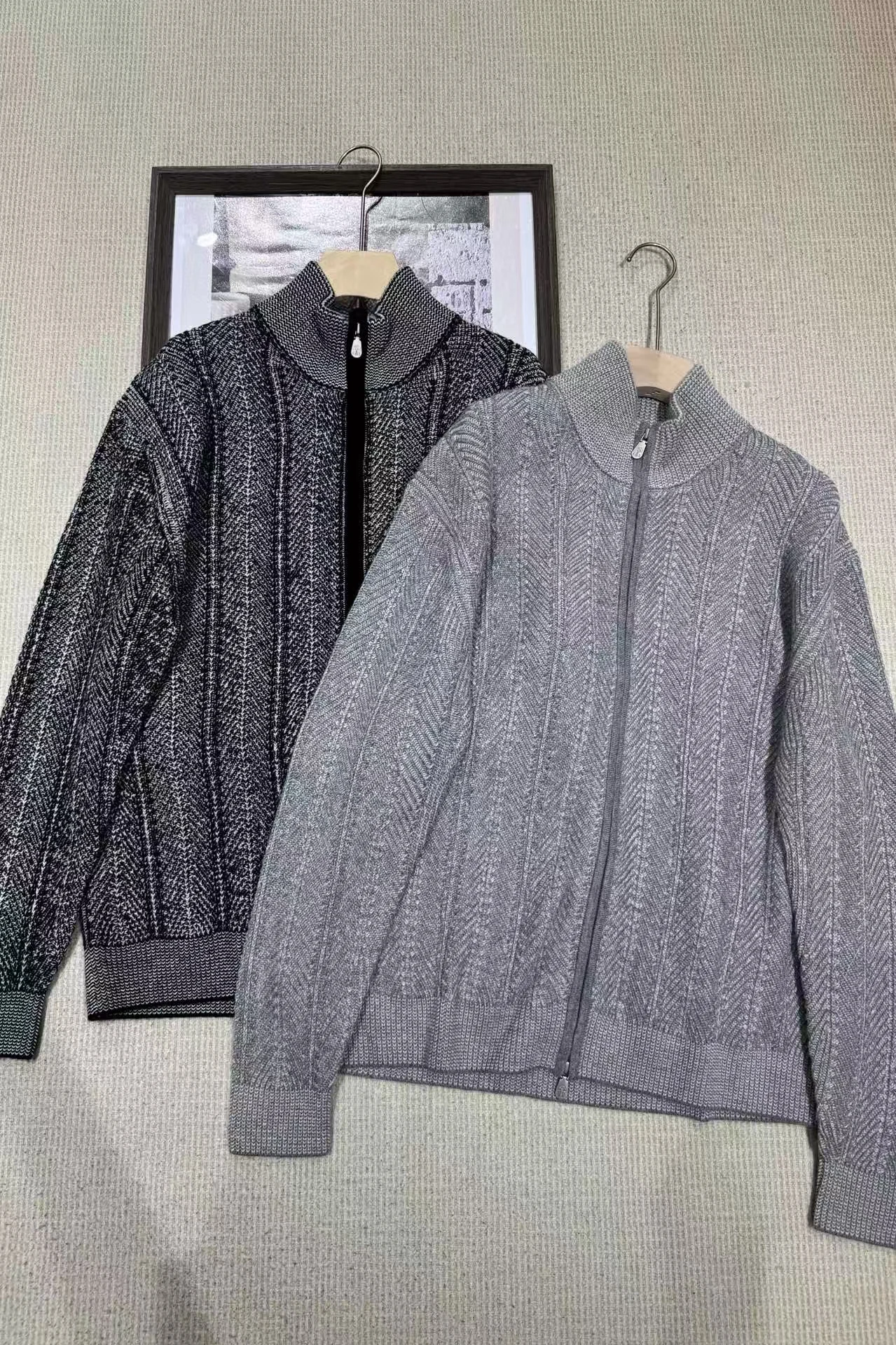 

2025 New Men's High-end Collar Cashmere Cardigan Long-sleeved Sweater