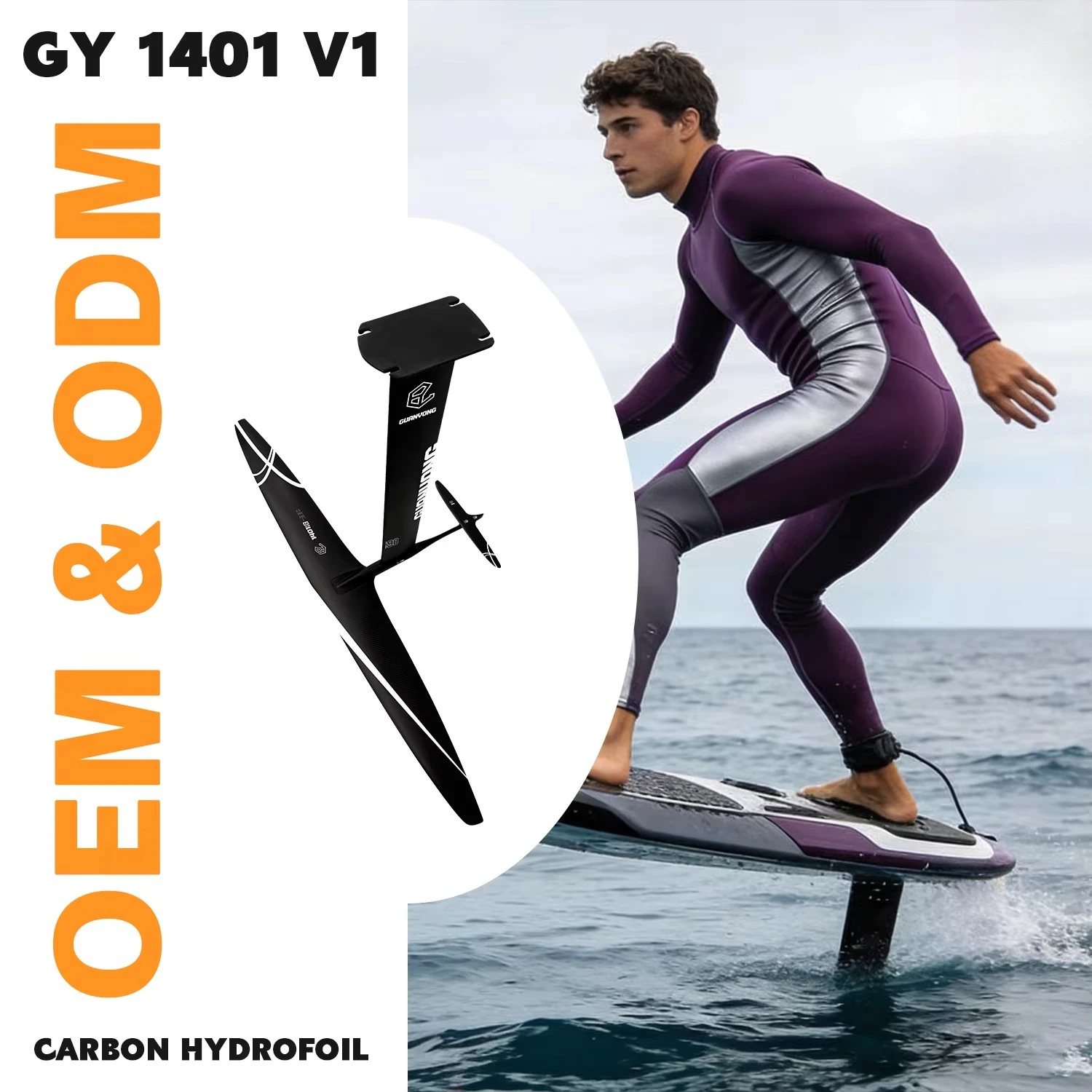 High Performance Carbon Hydrofoil Set GY1401 V1 for Light Wind Wing and Extended Glide Riding Sessions Water Sports