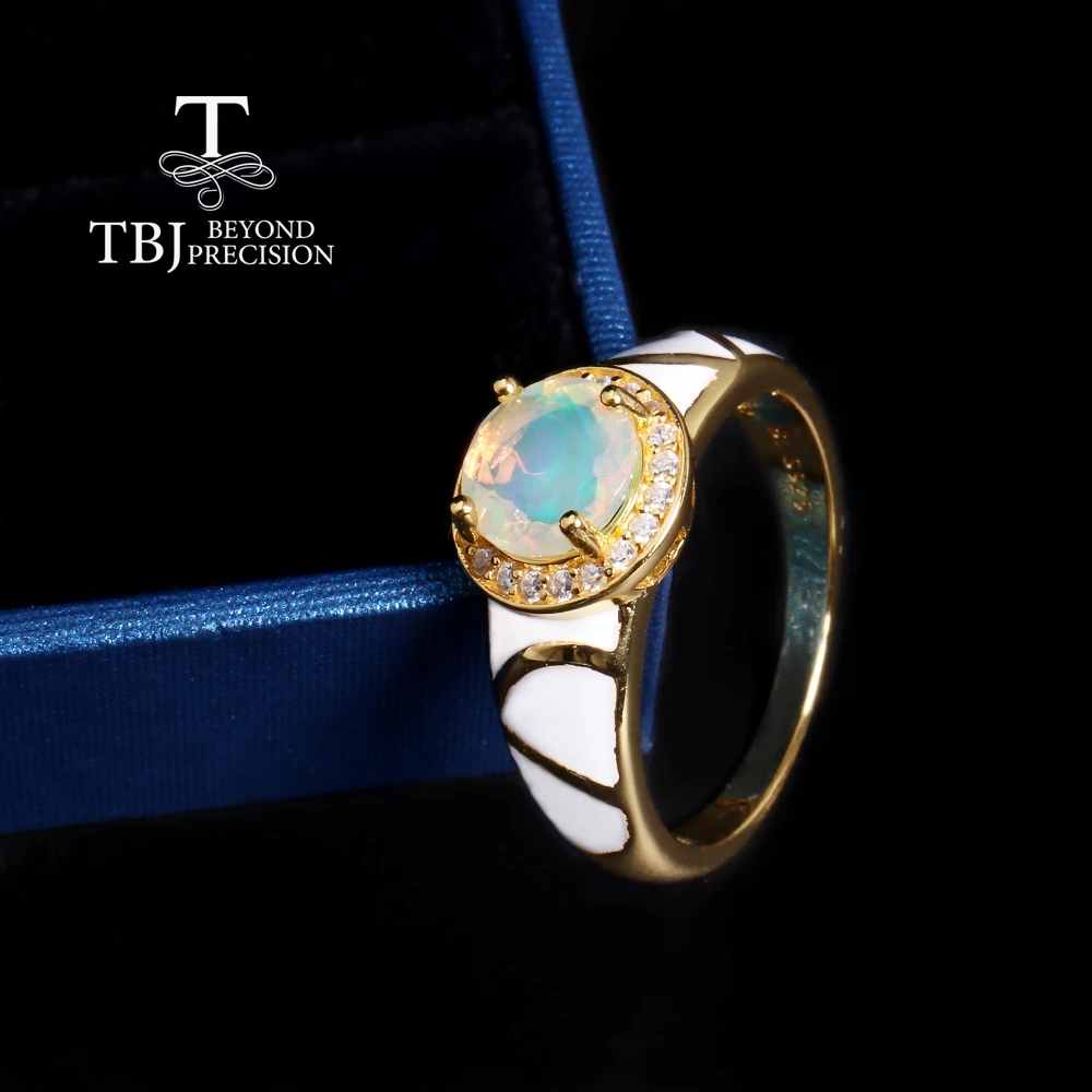 Vintage design Color rich natural Opal Silver Ring October Birthstone gemstone jewelry for women and girls party & banquet wear - view 4
