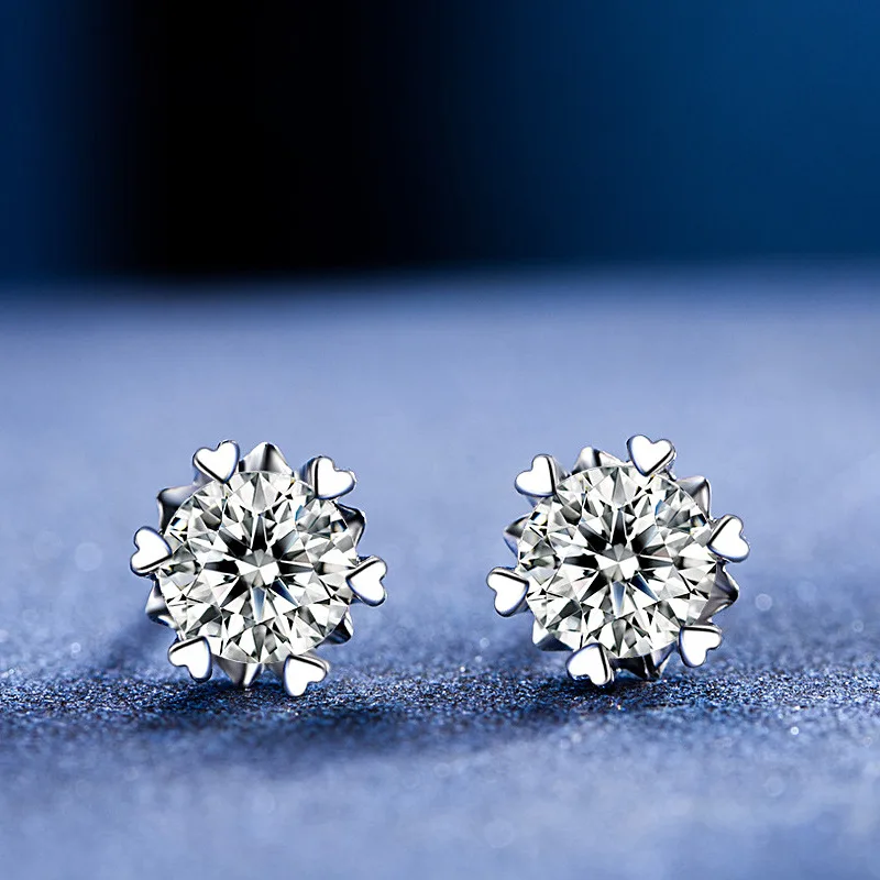 مويسانيتي ترصيع أقراط تمرير الماس اختبار القلم للرجال النساء 18K البلاتين مطلي العروس الزفاف الأحجار الكريمة 925 أقراط فضية