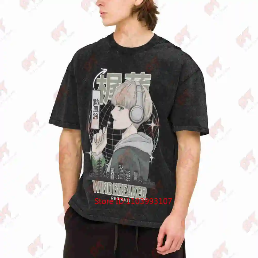 Wind Breaker Ren Kaji Anime Vintage Washed Tee Pure Cotton T-Shirt