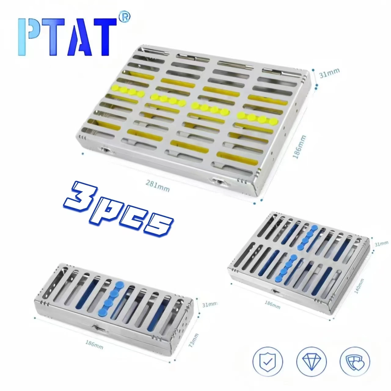 

Dental Sterilization Rack Surgical Autoclavable Sterilization Box Dental Disinfection Tray Dentist Tools Place The Box 3pc