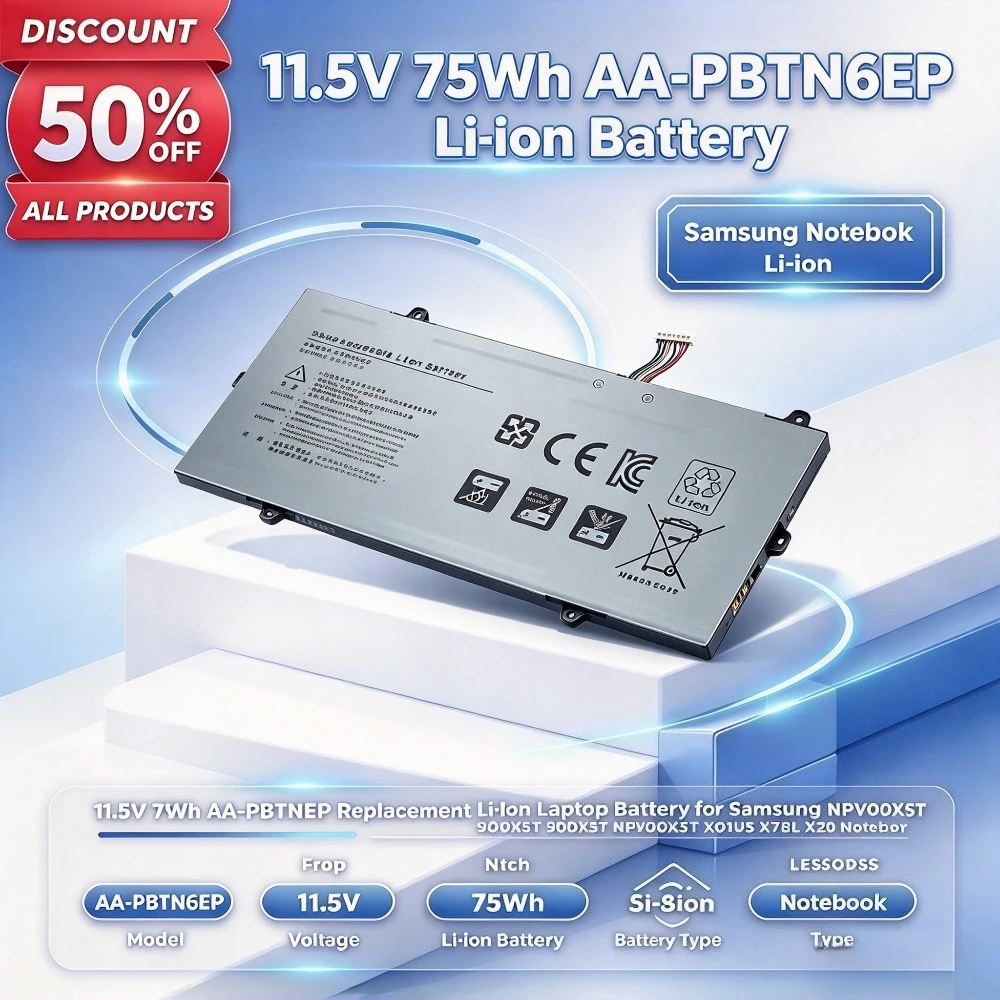 11.5V 75Wh AA-PBTN6EP Replacement Li-Ion Laptop Battery for Samsung NP900X5T 900X5T 900X3T NP900X3T X01US X78L X20 Notebook