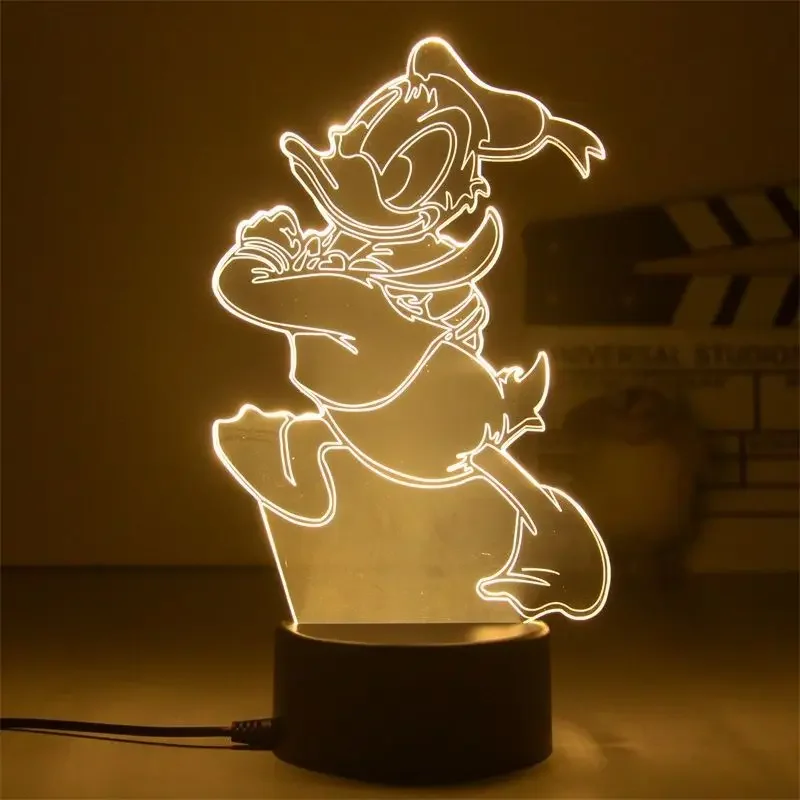 Disney Mickey Night Light 3D Minnie Mouse Visual LED Anime Figures Model Cartoon Desk Creative Ornaments Bedroom Bedside Lamp