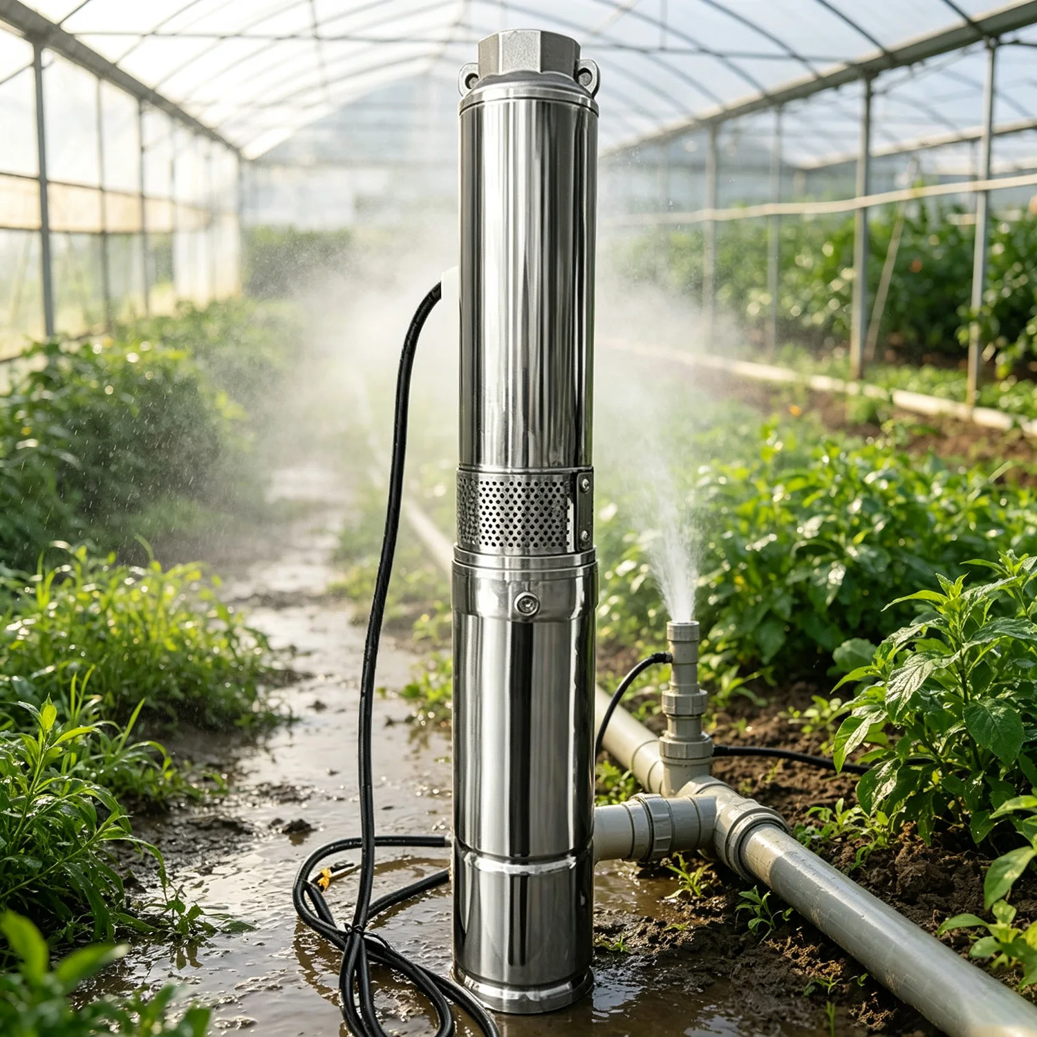 3HP DCAC/Hybrid Solar Bore Well Pump Head 120M 150M Flow Rate Max 7000L Per Hour Solar Submersible Bore Well AC/DC Pump 1.5Inch
