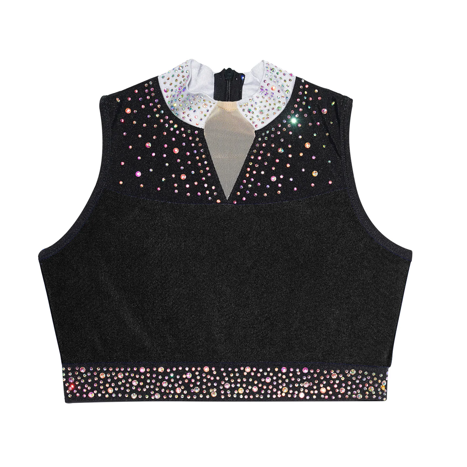 Kinder Mädchen Jazz Ballett Tanz Top Glitzernden Strass Ärmelloses Tank Crop Top Gymnastik Eiskunstlauf Dancewear Sportswear