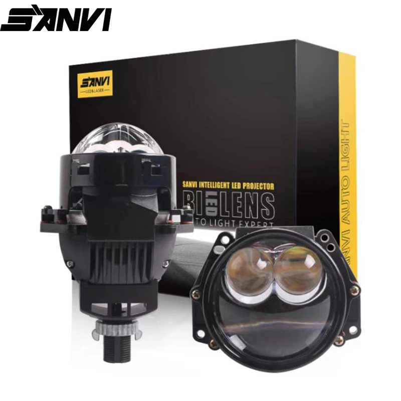 

SANVI 2PCS S13 60W 6000K Dual Hyperboloid Bi LED Projector Lens 3R G5 H4 h7 9005 9006 Auto Projector Lens LHD Headlight