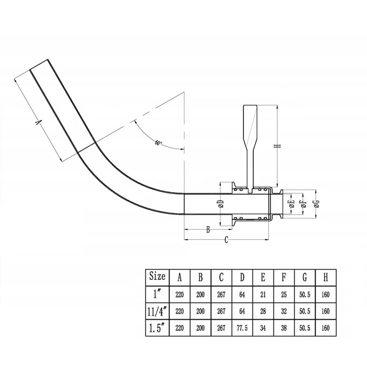 1' 1-1/4' 1.5' Tri-Clamp Beer Fermentation Tank Beer Dispenser Discharge Valve Rotatable Racking Arm Stainless Steel SS304