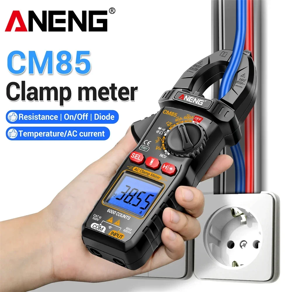 

ANENG CM85 600A Токоизмерительные клещи для бесконтактного измерения мощности, 6000 измерений, высокоточный NCV мультиметр для электриков, тестовый инструмент