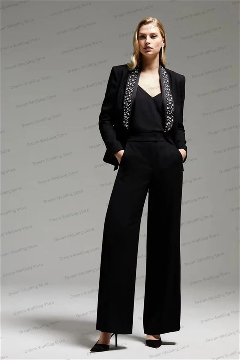 Ensemble blazer et pantalon en cristal pour femme, veste à ceinture, jambe large, smoking de mariage, olympiques de luxe, taille personnalisée, fête, Rh, 2 pièces