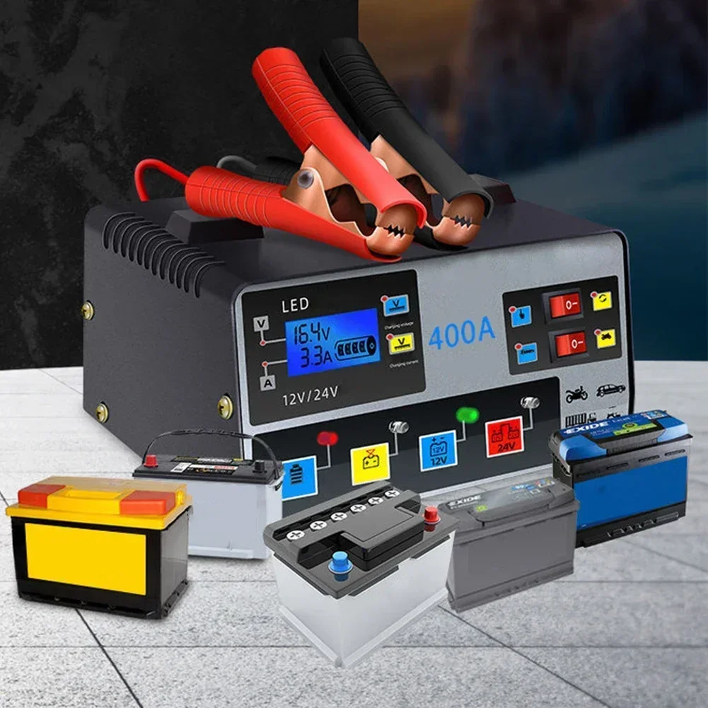 Fully Automatic High Frequency Battery Charger with LED Display and Intelligent Repair for Cars and Motorcycles