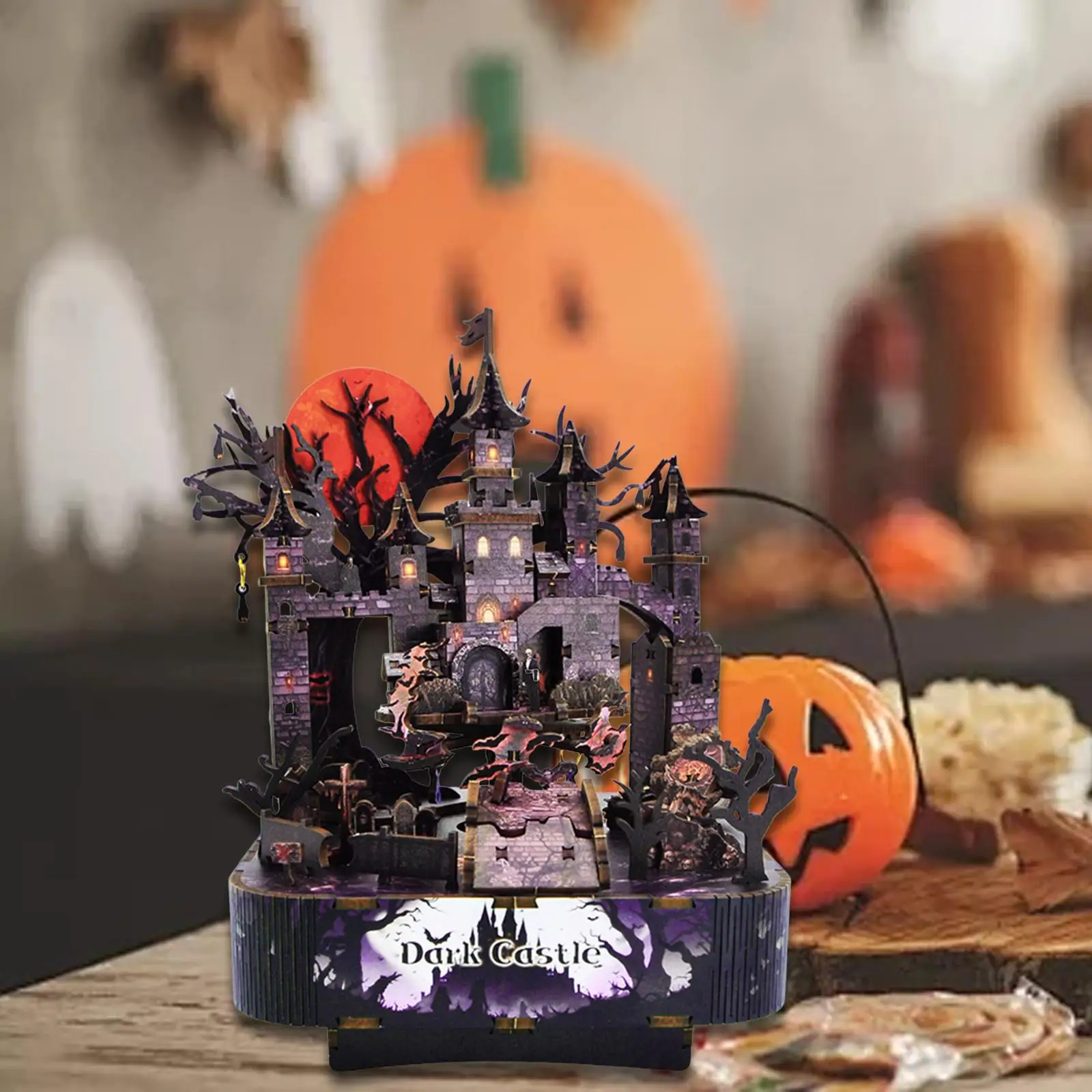 

Wooden Music Box 3D DIY Halloween Gift for Shelf Anniversary Decoration