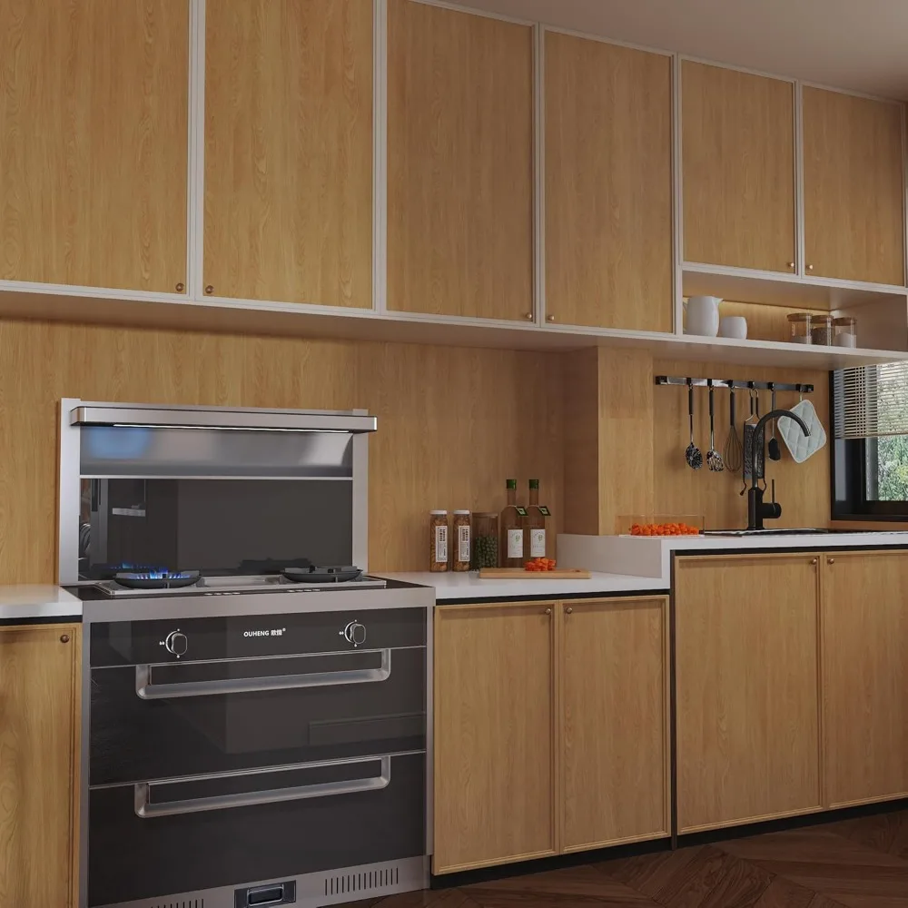 ورق اتصال من خشب الجوز مقاوم للماء قابل للتقشير واللصق للأثاث ورق جدران خشبي بني من الفينيل ذاتي اللصق واسع جدًا 31x