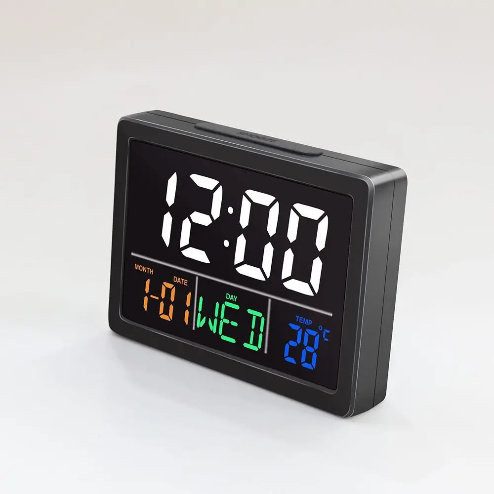 Multifunctional Digital Alarm Clock Large Screen LED Display LCD Display Clock Alarm Function Temperature Display