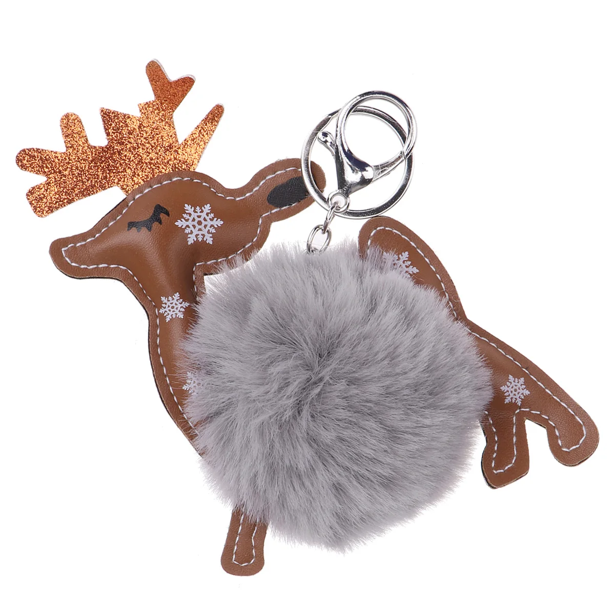 

Christmas Keychain Ball Key Ring Ball Hanging Elk Key Ring Durable Material DIY Creative Pendant