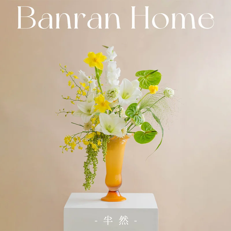 Middle Ancient Fenton Glazed Vase Flower Arrangement French Light Luxury Premium Cream Flower Wind Apparatus