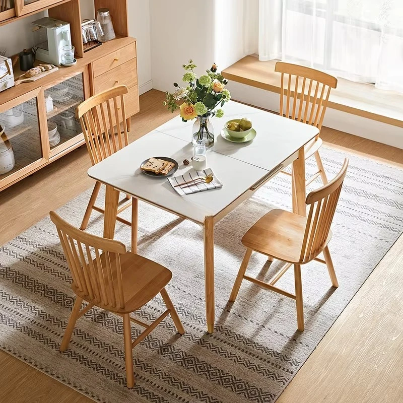 yjq  Retractable Dining Table Small Apartment Stone Plate Rectangular Table Home