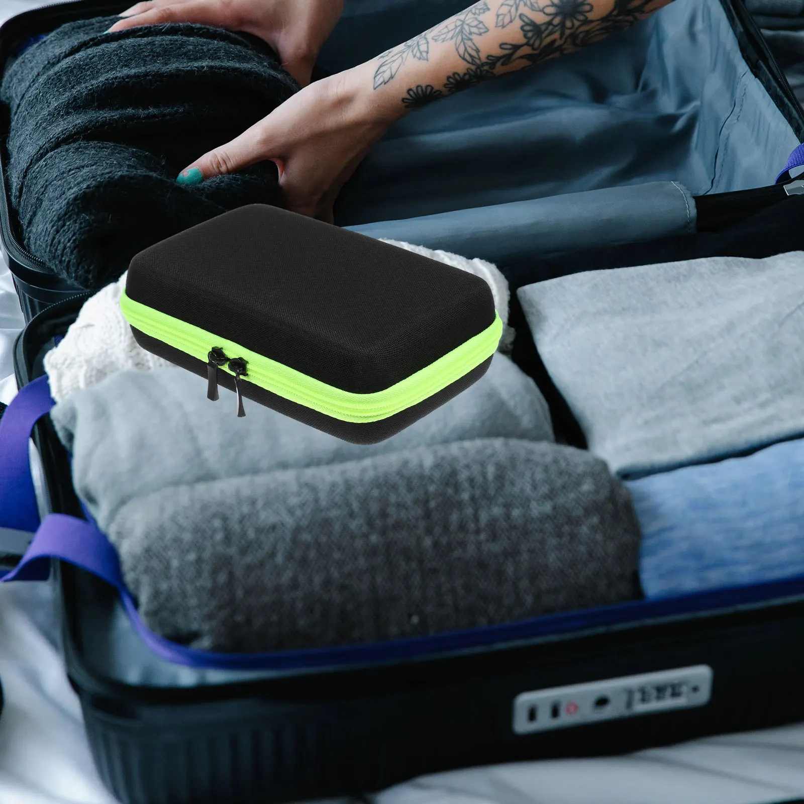 Shaver Case Holder Portable Eva Pressure-Resistant Green Zipper Travel Storage Box Compatible with Qp2530 2520 Lightweight