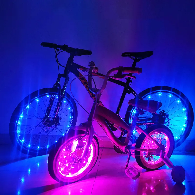 Lumières LED étanches pour rayons de vélo, lumière de roue de vélo, décoration d'accessoires de vélo, lumière d'opathie pour la conduite de nuit, sécurité